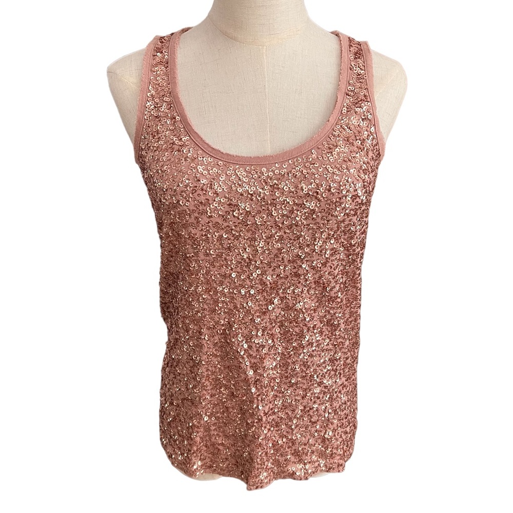 J.Crew Rose Gold Scoop Neck Sequin Tank Top Shirt | Small